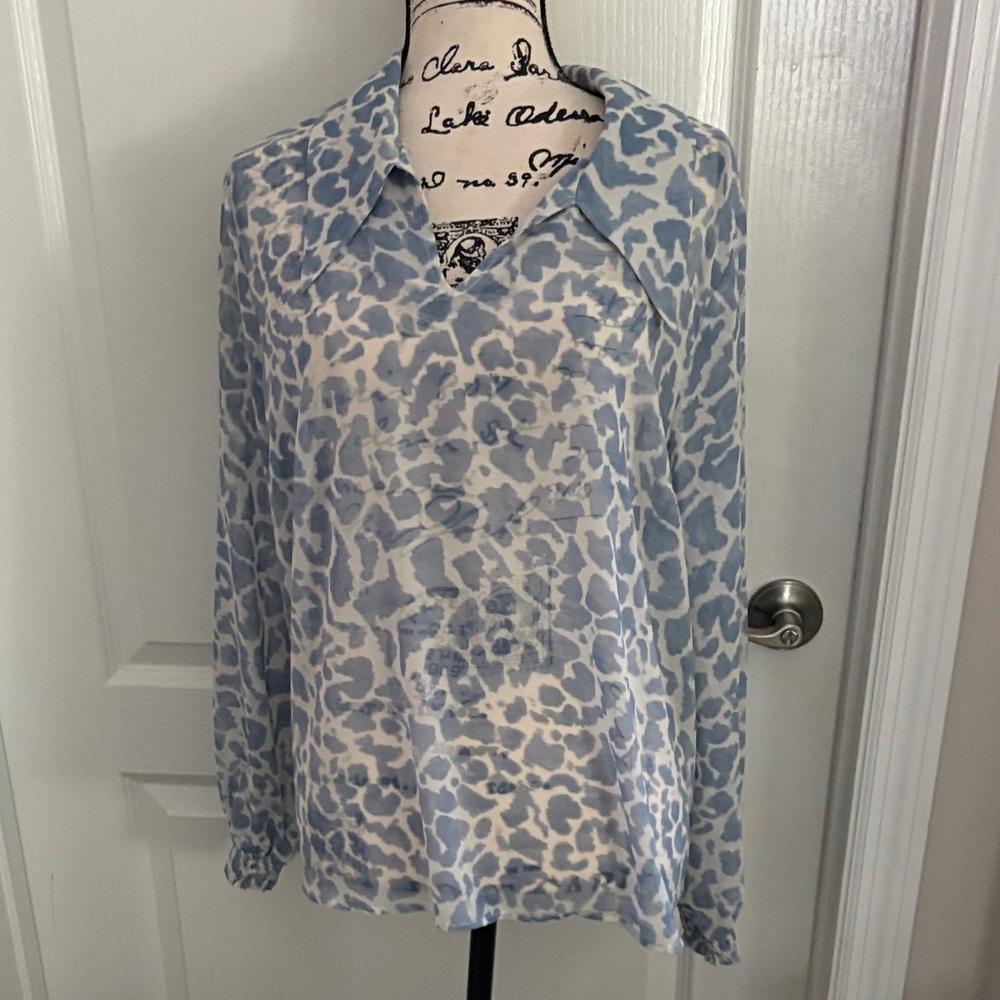 Women's Blue Patterned Blouse
